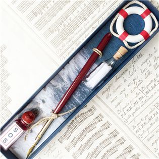 QCT/11 義大利救生圈模型木桿沾水筆禮盒 | Fra