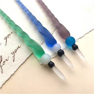 義大利 Rubinato 霧面螺旋玻璃沾水筆禮盒 │附玻