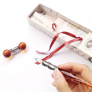 15MAN+INK 義大利玻璃沾水筆+玻璃筆架禮組 | 