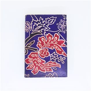 西印度皮革絢麗紅藍花紋環保手工筆記本 | Ascetic